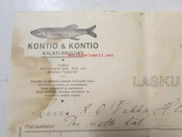 Kontio &amp; Kontio kalatukkuliike Turku tammikuun 18. 1927 -asiakirja