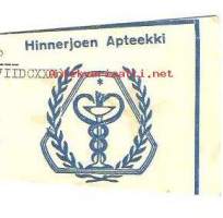 Hinnerjoen Apteekki , resepti  signatuuri  1954