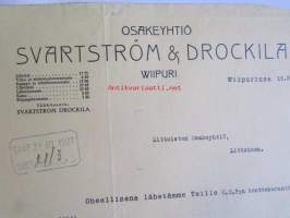 Osakeyhtiö Svartström &amp; Drockila Wiipuri 5.3.1927 -asiakirja