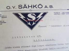 O.Y Sähkö A.B, Turussa heinäkuun 26. 1927 -asiakirja