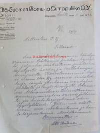 Itä-Suomen Romu- ja Lumppuliike, Wiipurissa huhtikuun 11. 1922 -asiakirja