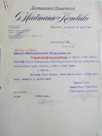 Suomalainen osakeyhtiö G. Hartmannin Koneliike, Helsinki joulukuu 17 1925. -asiakirja