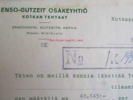 Enso-Gutseit Osakeyhtiö, Kotkassa syyskuun 15. 1942. -asiakirja