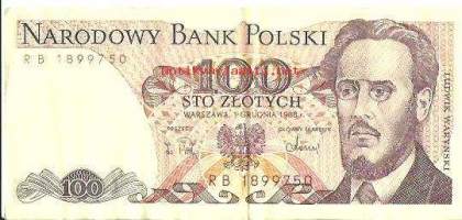 Puola 100 Zlotych 1988  - seteli