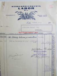 Keskusosuuskunta LABOR r.l. Turku 13. toukokuuta 1941. - asiakirja
