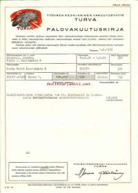 Työväen Keskinäinen Vakuuutusyhtiö Turva, palovakuutuskirja 1956- vakuutuskirja