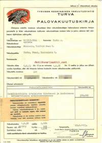 Työväen Keskinäinen Vakuuutusyhtiö Turva, palovakuutuskirja 1953- vakuutuskirja
