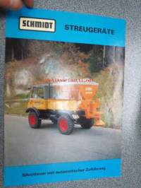 Schmidt Streugeräte -hiekoituslaitteita ym. työkoneita Unimog-ajoneuvoja varten -myyntiesite