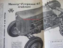 Koneviesti 1958 / 4 . 26.2.1958 sis. mm. seur. artikkelit / kuvat; Koeajo Fiat 500.Massey-Ferguson 65 traktori.Traktorireki,pohjoissuomalainen malli.Omatekoinen