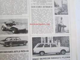 Moottori 1971 nr 2, sis. mm. seur. artikkelit / kuvat / mainokset, kansikuva Sprite asuntovaunu, Onko autosi liikenneturvallinen?, Kirsikka-auto Datsun Cherry,