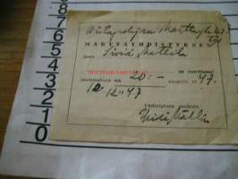 marttayhdistyksen jäsenmaksu 2kpl 1947,1950