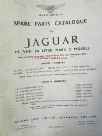 Jaguar 3.4 and 3.8 Litre Mark 2, Spare Parts Catalogue  -varaosaluettelo, Katso tarkemmat mallit ja sisällysluettelo kuvista