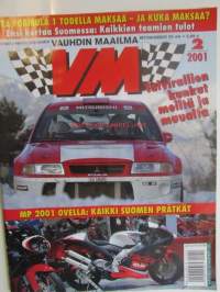 Vauhdin maailma 2001 nr 2 -mm. F1 ja raha, Ruotsin MM-rallin katsojaopas, Rallin-SM Arctic lapland rally, Ralli-MM Monte Carlo, Ralli-SM naiset ja nuoret Lahti,
