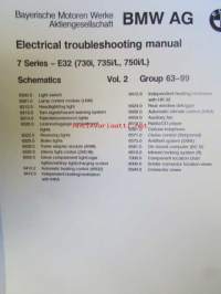 BMW Electrical Troubleshooting Manual, 7 Series E 32, 730i, 735i/L, 750i/L, Models 1989  Vol. 2, Group 63-99, elektroniikan vianmääritys ohjekirja, Katso kuvasta