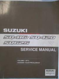 Suzuki SQ416 / SQ420 / SQ625 Service Manual Vol 1 of 2, Chassis/Electrical/Body - Korjauskäsikirja Alustan/Sähkön/Rungon, katso kuvista tarkemmin muut tiedot ja