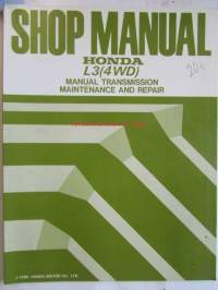 Honda Shop Manual L3 (4WD ) Manual Transmission Maintenance and Repair 1988 - Vaihdelaatikon Korjauskäsikirja, katso kuvista tarkemmin muut tiedot ja