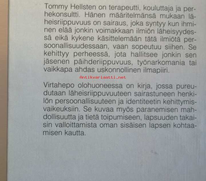 Virtahepo olohuoneessa Läheisriippuvuus ja sisäisen lapsen