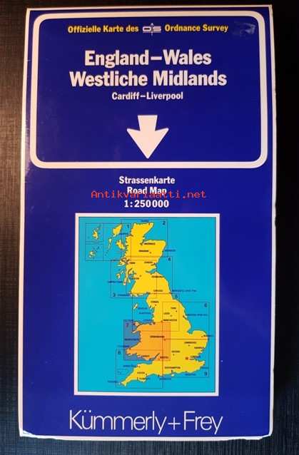 Englanti - Wales kartta 1984, Kümmerly+Frey - Kunto: Hyvä -  