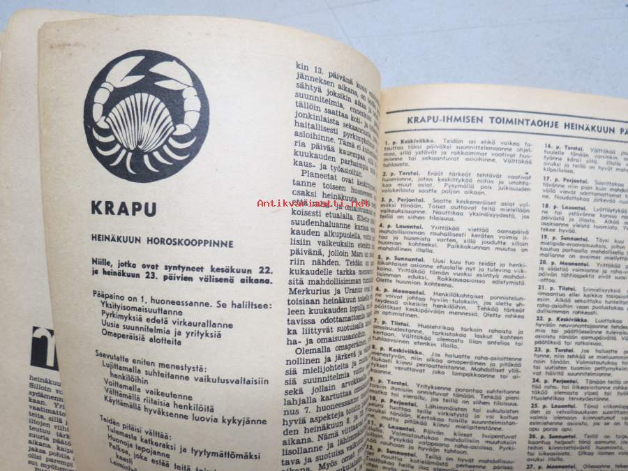 Horoskooppi 1959 nr 7 heinäkuu -ennustuksia ja tulkintaa - Kunto: Hyvä -  