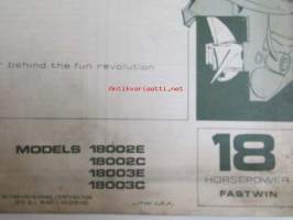 Evinrude 1970 Parts book 18 Horsepower Fastwin  (First in outboards), katso tarkemmat mallimerkinnät kuvista.