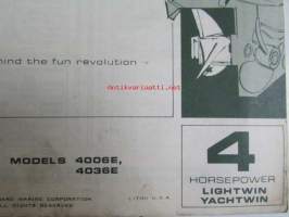 Evinrude 1970 Parts book 4 Horsepower Lightwin yactwin (First in outboards), katso tarkemmat mallimerkinnät kuvista.