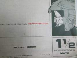 Evinrude 1970 Parts book 1 1/2 Horsepower Mate (First in outboards), katso tarkemmat mallimerkinnät kuvista.