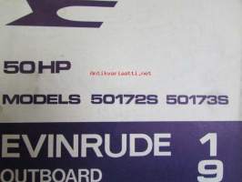Evinrude 1971 Parts book 50 HP, katso tarkemmat mallimerkinnät kuvista.