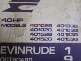 Evinrude 1971 Parts book 40 HP, katso tarkemmat mallimerkinnät kuvista.