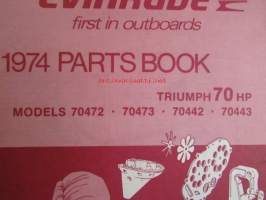 Evinrude 1974 Parts book Triumph 70 HP (First in outboards), katso tarkemmat mallimerkinnät kuvista.