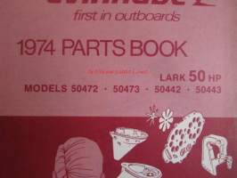 Evinrude 1974 Parts book Lark 50 HP (First in outboards), katso tarkemmat mallimerkinnät kuvista.