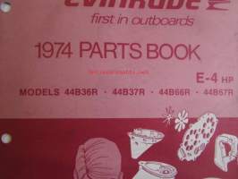 Evinrude 1974 Parts book E-4 HP (First in outboards), katso tarkemmat mallimerkinnät kuvista.