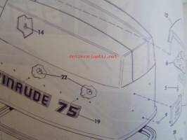 Evinrude Service 1977 Parts book 70 HP / 75 HP, katso tarkemmat mallimerkinnät kuvista.