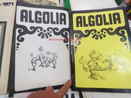 Algolia - Algol Oy sisäinen henkilökunta- ja yritysjulkaisu vuosilta 1963, 1964, 1966, 1967, 1969, 1970, 1971, 1972, 1973, 1974, 1975