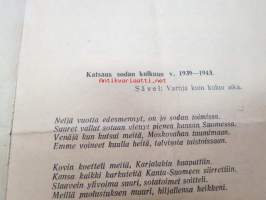 Sota-Aikain laulu Suomessa - Neljän vuoden ajalla, v. 1939-1943 MUistelmia talvisodasta ja Moskovan pakkorauhasta sekä uudesta hyökkäyksestä maahamme