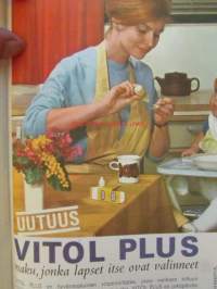 Me naiset 1965 nr 9 -mm. Talttumaton sydän, Kirjooista ja kirjahyllyistä, Linnan valtiattaren vastaan otolla, Piirtoja jäähän Eva Romanova Pavel Roman Ludmila