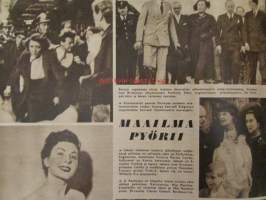 Suomen Kuvalehti 1952 nr 23 -mm. Maailma pyörii Gina Lollobrigida Kio Yamauchi Viktor Sjöström Anthony Eden, Isotkin miehet nypläävät Raumalla, Oliko maailman