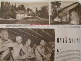 Suomen Kuvalehti 1952 nr 34 -mm. Kannessa Martti Huttunen Suomen paras porari, Jälkiharavointia Olympiakentältä ja vähän muualtakin, Suuntana nykyaika veistos