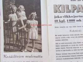 Kotiliesi 1950 nr 13-14 -mm. ,Taiteilija G. Paaer - Maija muori muistelee ompelemalla koristeltuja peittoja,  Sandra Tappura, Ella Kitunen 60-vuotias