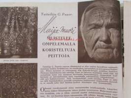 Kotiliesi 1950 nr 13-14 -mm. ,Taiteilija G. Paaer - Maija muori muistelee ompelemalla koristeltuja peittoja,  Sandra Tappura, Ella Kitunen 60-vuotias