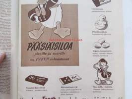 Kotiliesi 1952 nr 7, 1.4.1952, huhtikuu I numero, Kansikuva Suurkirkko, Fazer / Disney, Arkkipiispatar Kirsti Salomies, Vaalijala vajaamielisille lapsille, Kieku...