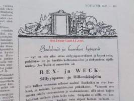Kotiliesi 1928 nr 16, Kansikuva Ingrid Ruin - Aamukahvi, Chevrolet Imperial, Herneiden ja papujen yksinkertaisia säilöntätapoja, Pappilan emännän huolia 1890-luvulla