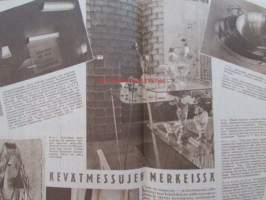 Kotiliesi 1947 nr 10 -mm. Kotipuutarhurin muistio, Kalasta apua ruokahuoliin ja huumorin puutteeseen, Kevätmessujen merkeissä, Sellaista isää ei olekaan jokaisella