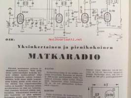 Tekniikan Maailma 1956 nr 5 -mm. Radio-ohjattu pienoisauto, Yksinkertainen ja pienikokoinen matkaradio (kaaviot, kytkennät, kelat, osien sijoittelu, viritys,