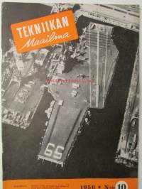 Tekniikan Maailma 1956 nr 10 -mm. Kannessa USS Forrestal, Amatöörivastaanotin Eddystone 888, Eumig C3 koekuvassa, Koeajossa Moskvitsh 402, Amroh