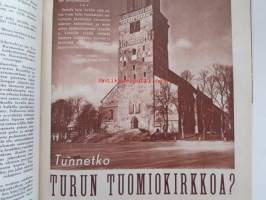 Kotiliesi 1958 nr 7 -mm. Kotilieden keittiöstä pääsiäismakeiset, Tunnetko Turun Tuomiokirkkoa?, Uusi muoti vaatii arvostelukykyä, Emäntä opettajana