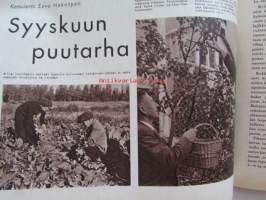 Kotiliesi 1958 nr 17 -mm. Omenat odottavat säilöjää, Opettaja Anne Saloheimo syksyn padat vihanneksia ja muuta, Syyskuun puutarha, Maisteri Aili Palmen Sveitsin