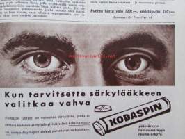 Kotiliesi 1958 nr 19 -mm. Kankaanpainantaa lehtien ja oksien avulla, Talousopettaja Lammasta kasvisten kumppanian, Tee itse lapsillesi lasten kammarin puuesineet,