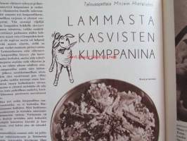 Kotiliesi 1958 nr 19 -mm. Kankaanpainantaa lehtien ja oksien avulla, Talousopettaja Lammasta kasvisten kumppanian, Tee itse lapsillesi lasten kammarin puuesineet,