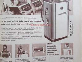 Kotiliesi 1958 nr 22 -mm. Talvikauden ruokalista, Ranskalaisen emännän keittiövälineitä, Tyttäret lähtee koulujuhlaan, Lapsen ensimmäinen vuosi,