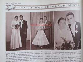 Kotiliesi 1958 nr 22 -mm. Talvikauden ruokalista, Ranskalaisen emännän keittiövälineitä, Tyttäret lähtee koulujuhlaan, Lapsen ensimmäinen vuosi,